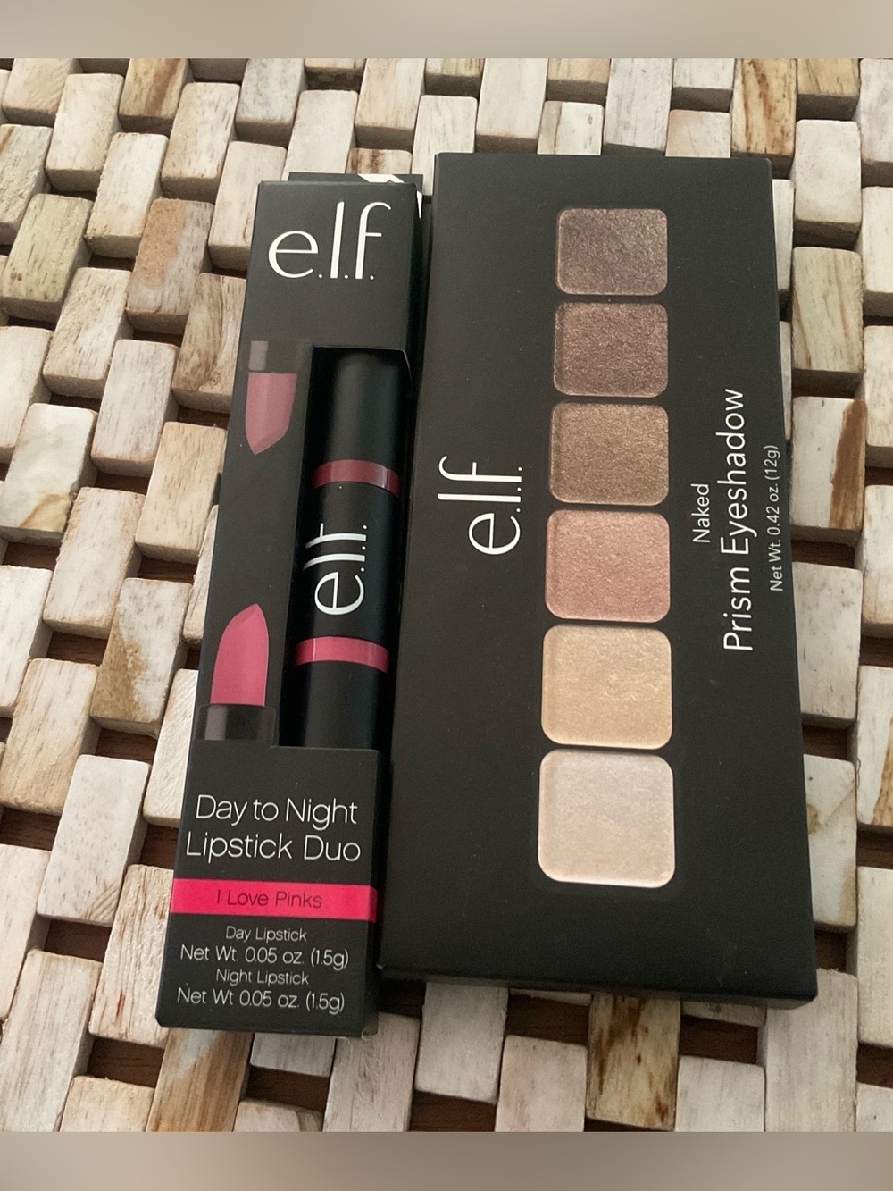 e.l.f. Day to Night Lipstick Duo & Prism Eyeshadow Palette — Pink / Nude Browns